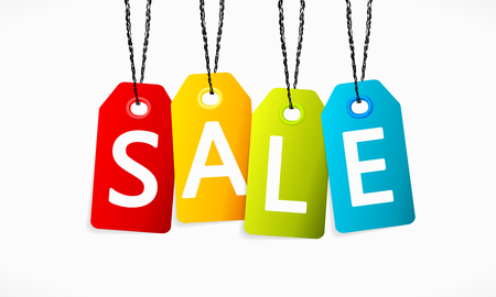 Multicolor sale labels isolated on a white boardのイラスト素材