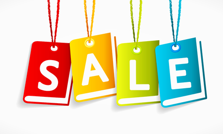 Multicolor vector sale book labels isolated on a whiteboardのイラスト素材
