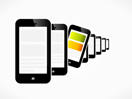 Raw of mobile phones devices abstract illustrationのイラスト素材