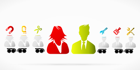 Business couple brainwash propaganda pattern abstract vector illustrationのイラスト素材