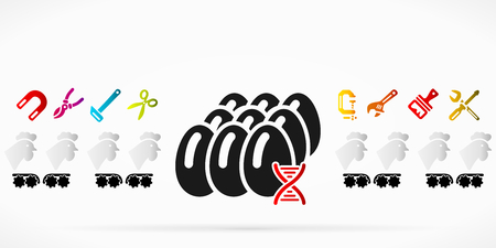Genetically engineered chicken eggs abstract vector illustrationのイラスト素材