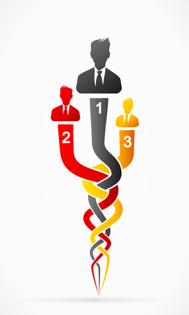 Abstract podium with a man winning the race contest のイラスト素材