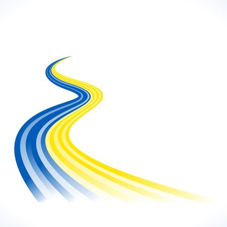 Abstract Ukrainian waving flag isolated on white backgroundのイラスト素材