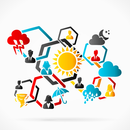 Abstract weather concept with geometric network gridのイラスト素材