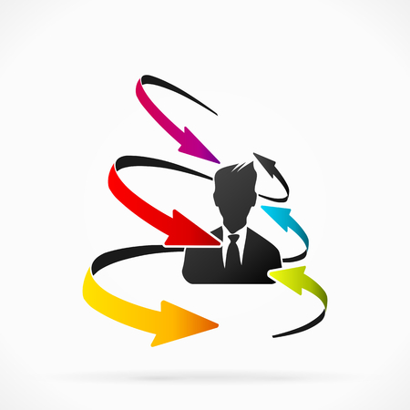 Abstract silhouette avatar with arrows vector illustrationのイラスト素材