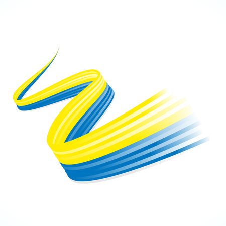 Abstract Ukrainian winding flag isolated on white backgroundのイラスト素材