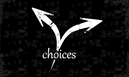 Abstract vector choices concept on a black chalkboardのイラスト素材