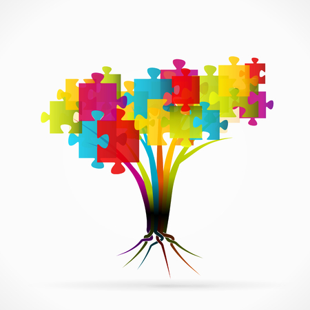 Puzzle tree abstract illustrationのイラスト素材