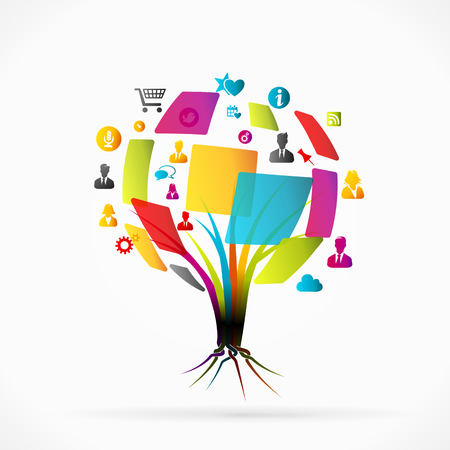 Social media treeのイラスト素材