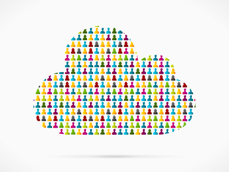 Abstract cloud made out of large group of peopleのイラスト素材