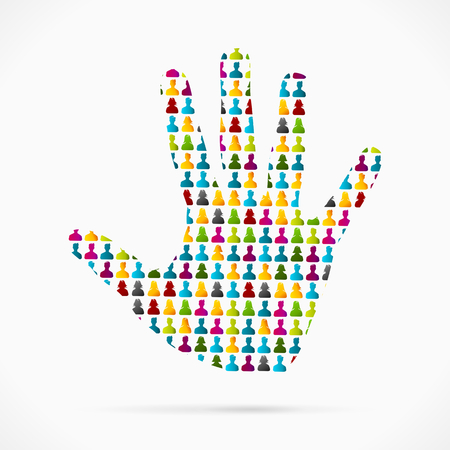 Abstract volunteer hand made out of large group of peopleのイラスト素材