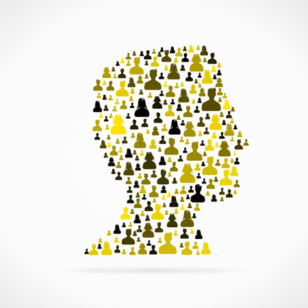Profile avatar out of large group of people silhouettesのイラスト素材