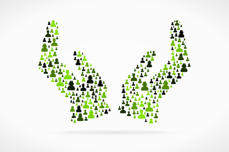 Caring hands symbol made out of large group of peopleのイラスト素材