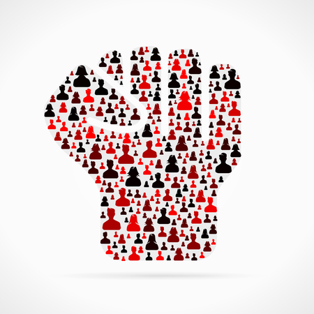 Fist symbol made out of large group of peopleのイラスト素材