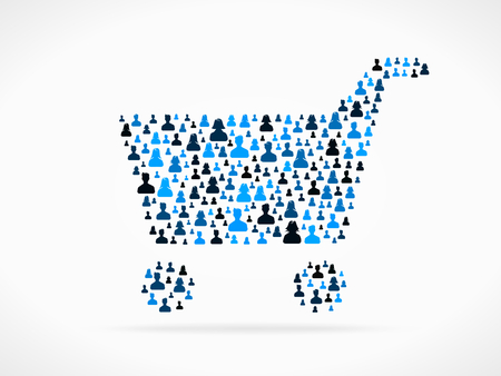 Shopping cart symbol made out of large group of peopleのイラスト素材