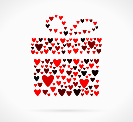 Gift box symbol made out of red heartsのイラスト素材