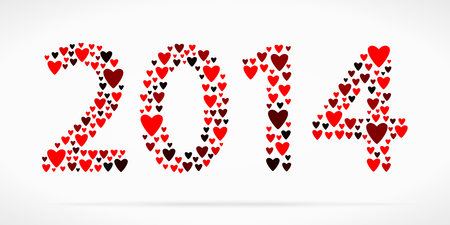 Year 2014 made out of red heartsのイラスト素材