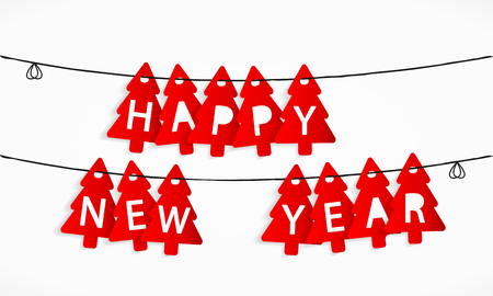 Tree shaped tags Happy New Yearのイラスト素材