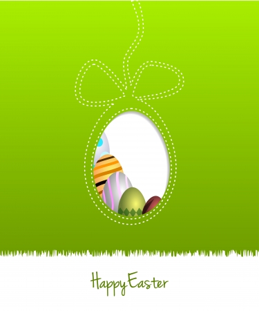 A striped egg illustration on a green backgroundのイラスト素材