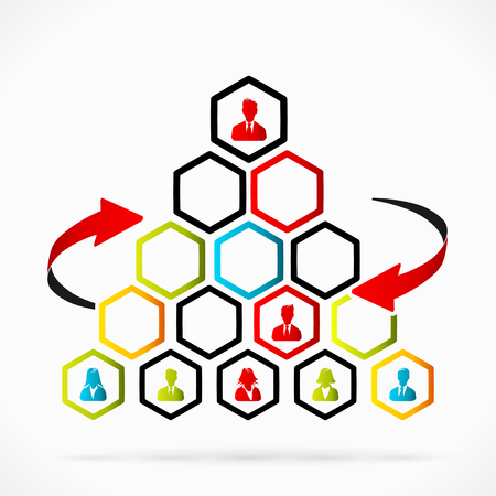 Dysfunctional organizational pyramid with too few decision factorsのイラスト素材