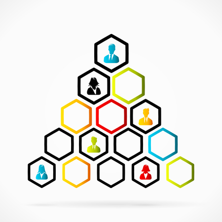Group of business people structured as organizational pyramid のイラスト素材