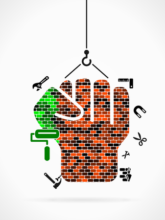 Abstract illustration of a fist construction siteのイラスト素材