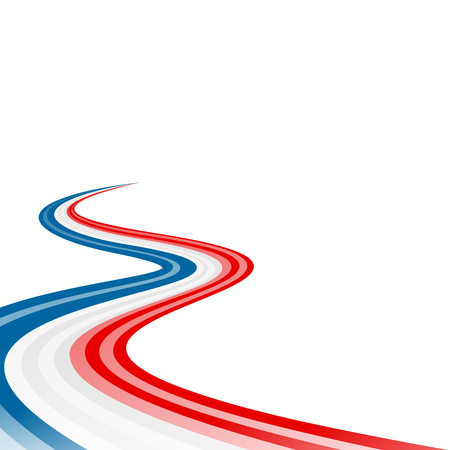 Abstract waving blue white red ribbon flagのイラスト素材