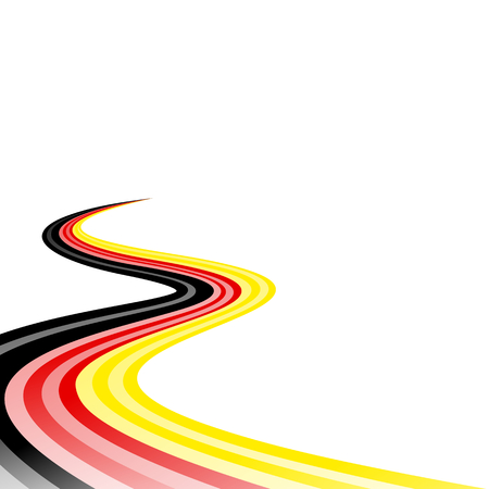Abstract waving black yellow red ribbon flagのイラスト素材