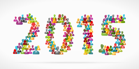 Group of people in the shape of the 2015 yearのイラスト素材