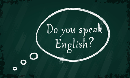 Blackboard with speak English speech bubbleのイラスト素材