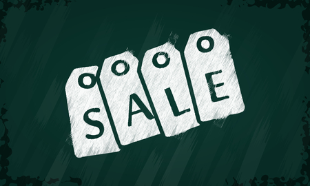 Sale symbol tag sketched on a blackboardのイラスト素材