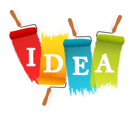 Abstract illustration with idea roller painted wallのイラスト素材