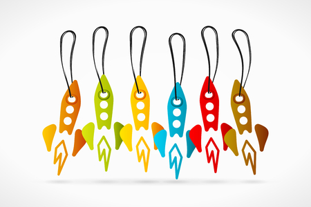 Dreaming illustration with price tag rocket iconsのイラスト素材