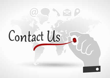 Hand writing Contact Us with red marker on world backgroundのイラスト素材
