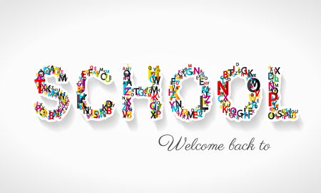 Welcome back to school vector illustration made from lettersのイラスト素材