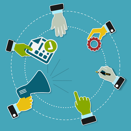 Business promotion concept illustration with business iconsのイラスト素材