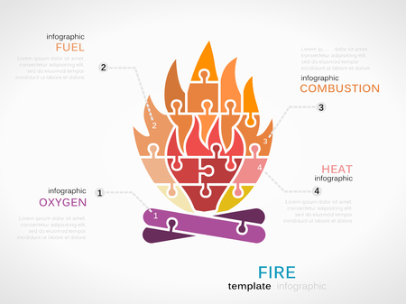 Fire symbol made out of puzzle piecesのイラスト素材