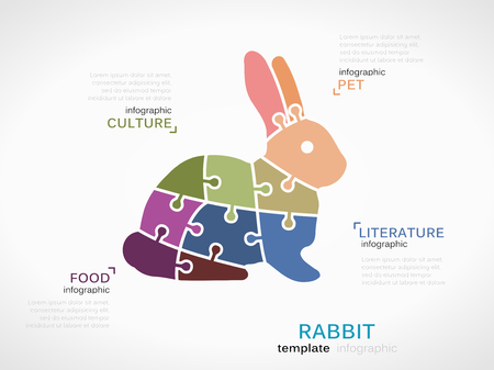 Rabbit made out of puzzle piecesのイラスト素材