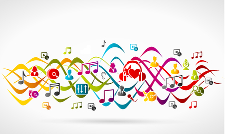 Music icon set. Abstract background vector illustrationのイラスト素材