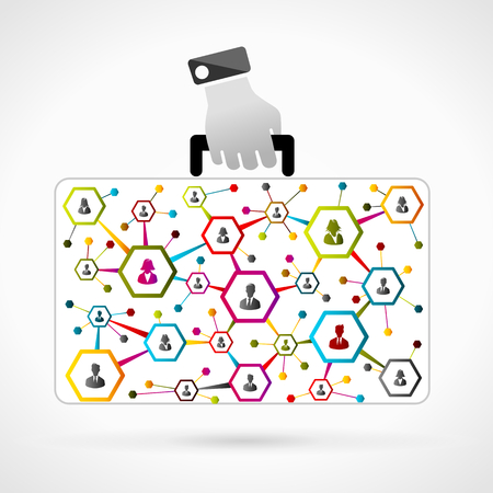 Business on the move concept illustration with network inside business suitcaseのイラスト素材