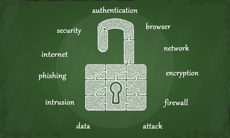 Internet security chalkboard illustrationのイラスト素材