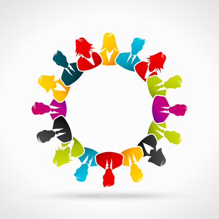 Avatar concept . Colorful group of silhouette iconsのイラスト素材