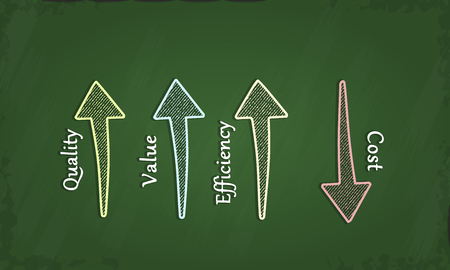 Reduce cost concept sketched on a chalkboardのイラスト素材