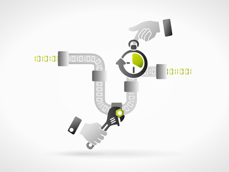 Internet speed concept illustration. Measuring broadband upload and download performanceのイラスト素材
