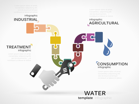 Water concept illustration . Consumption and water pollution infographicのイラスト素材