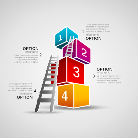 Infographic concept illustration. Ladder climbing colorful boxesのイラスト素材