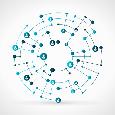 Abstract illustration of blue business network gridのイラスト素材