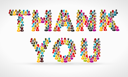 Thank you made from colorful people silhouettesのイラスト素材