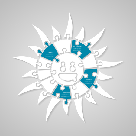 Vacation infographic template with the sun made out of puzzle piecesのイラスト素材