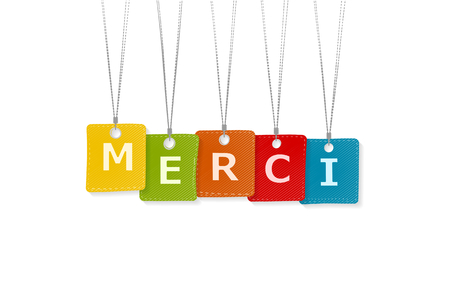 Merci message isolated on white backgroundのイラスト素材